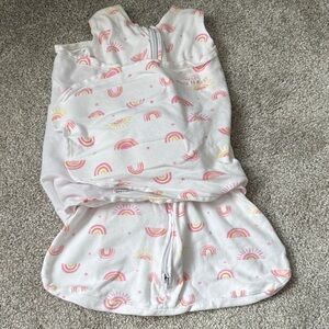 Halo White Sleep Sack with Pink & Yellow Rainbow Print